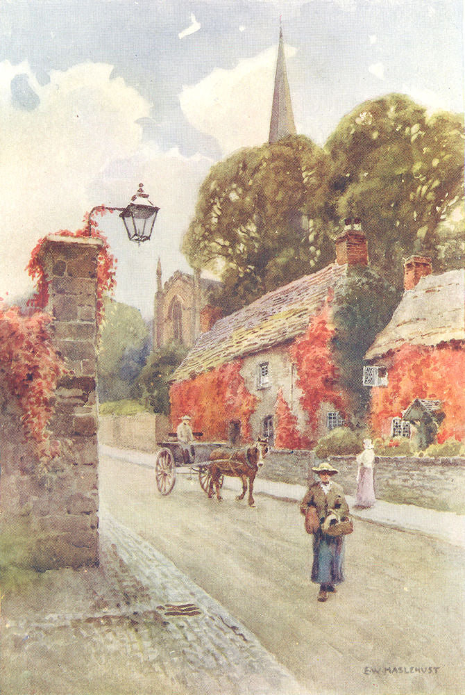 Bakewell, South Church street, Peak District. Derbyshire. Ernest Haslehust 1920